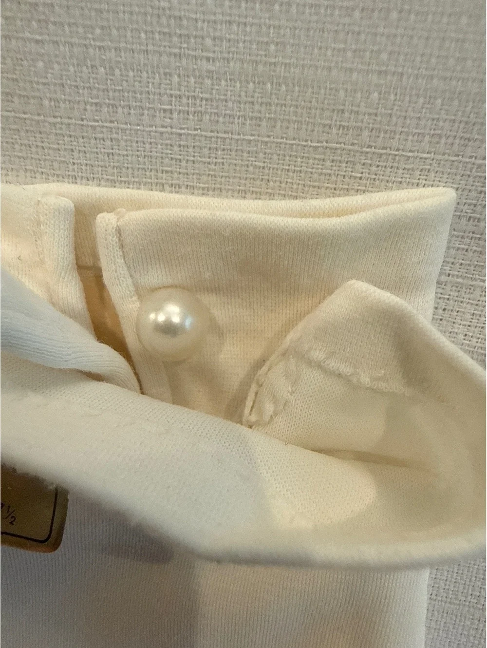 Vintage Stretch Nylon White Gloves Size 7 1/2 with Pearl Button Closure